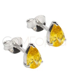 Orecchino mini a goccia Giallo 5 x 9mm Argento 925