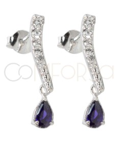 Orecchini zirconi con lacrima Tanzanite 2 x 13mm Argento 925