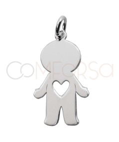 Registrazione + Ciondolo bambino cuore traforato 12 x 20mm Argento 925