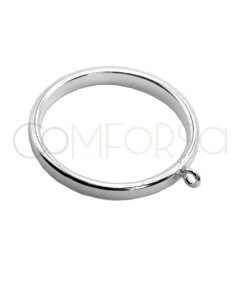 Anello liscio 2mm con anello pendente argento 925