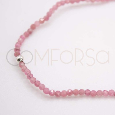 Bracciale elastico pietre Pink Tourmaline argento 925