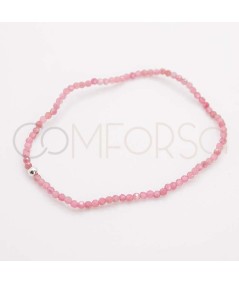Bracciale elastico pietre Pink Tourmaline argento 925