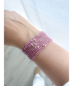 Bracciale elastico pietre Pink Tourmaline argento 925