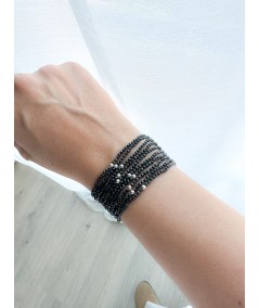 Bracciale elastico pietre Espinela Negra argento 925