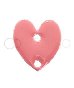 Distanziatore cuore smalto rosa 10 x 12 mm argento 925
