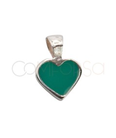 Ciondolo mini cuore verde menta 5mm argento 925