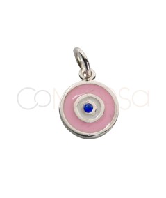 Ciondolo occhio turco rosa 9mm argento 925