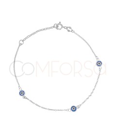 Bracciale occhio turco azzurro16cm + 3cm argento 925