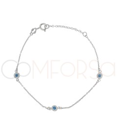 Bracciale occhio turco bianco16cm + 3cm argento 925