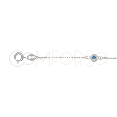 Bracciale occhio turco bianco16cm + 3cm argento 925