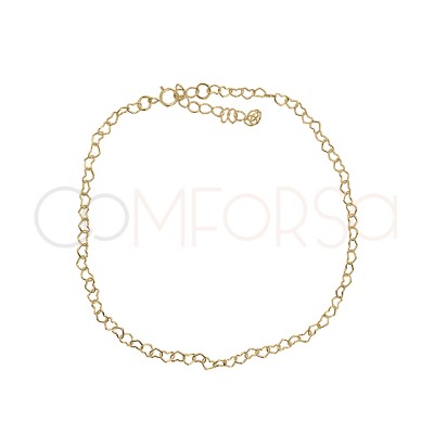 Bracciale cuori 16 + 4cm Argento placcato oro