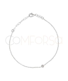 Bracciale sottile con zircone centrale 17 + 3 cm Argento 925