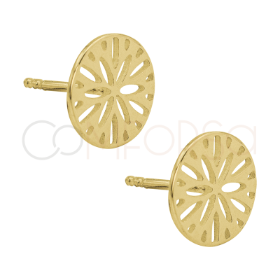 Pendiente flor calado 10mm 925 Gold