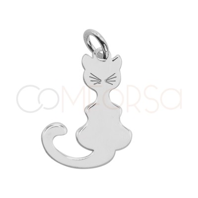 Colgante gato liso 11x18mm 925