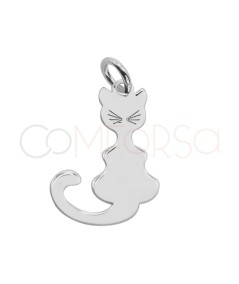 Colgante gato liso 11x18mm 925