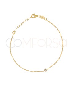 Bracciale sottile con zircone centrale 17 + 3 cm Argento Placcato oro