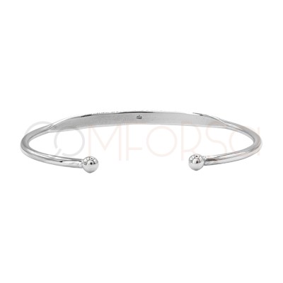 Bracciale semipiatto palla finale 64mm Argento 925