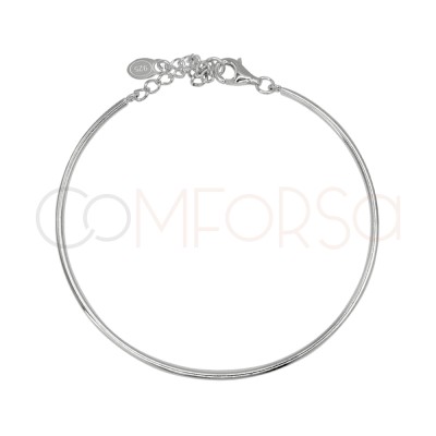 Bracciale tubo rigido 16cm + 4cm argento 925