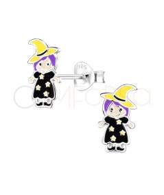 Orecchino da strega per bambini con cappello 5 x 10mm Argento 925