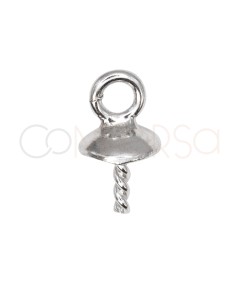 Terminale coppetta 4 mm con anello 3 mm aperto argento 925