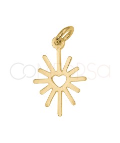 Ciondolo stella polare e cuore 10 x 15mm argento 925 placcato oro