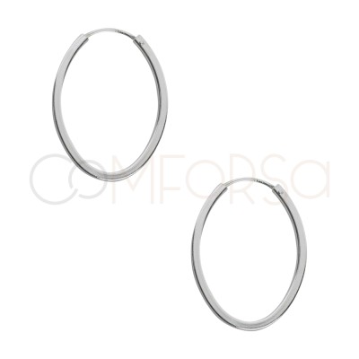 Orecchini a cerchio filo ovale 18mm argento 925