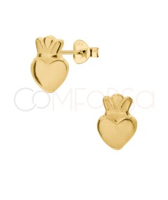 Orecchini a cuore sacro 5 x 7mm argento 925 placcato oro