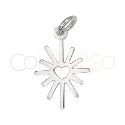 Ciondolo stella polare e cuore 10 x 15mm argento 925 placcato oro