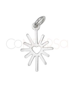 Ciondolo stella polare e cuore 10 x 15mm argento 925 placcato oro