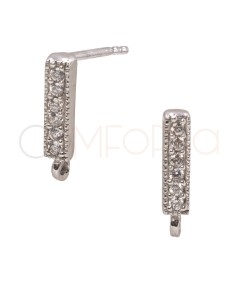 Orecchino rettangolare 11 x 2.1mm di zirconi argento 925