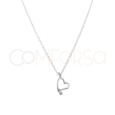 Collana a cuore zircone argento 925 placcato oro