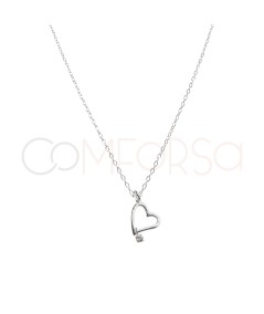 Collana a cuore zircone argento 925 placcato oro