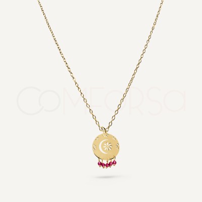 Collana arabio rosa argento 925 placcato oro