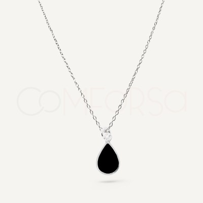 Collana a forma di lacrima onice argento 925