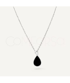 Collana a forma di lacrima onice argento 925