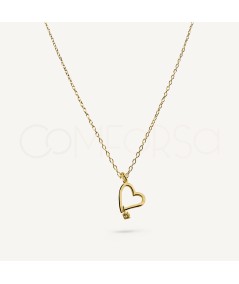 Collana a cuore zircone argento 925 placcato oro