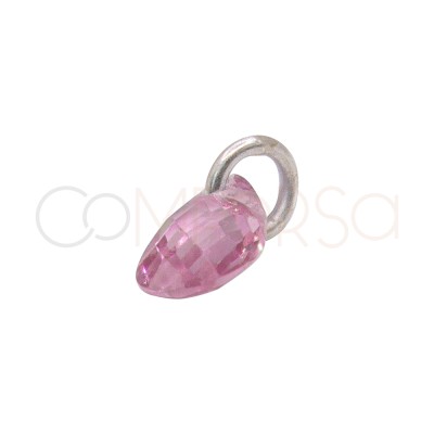 Colgante lágrima flotante Rosa 6mm Plata 925