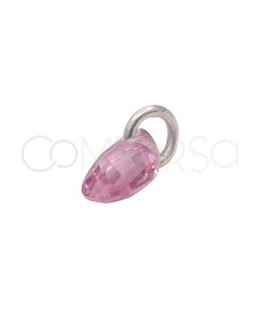 Ciondolo a lacrima fluttuante Rosa 4 x 6 mm argento 925