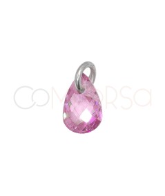 Colgante lágrima flotante Rosa 6mm Plata 925