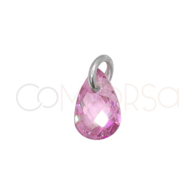 Ciondolo a lacrima fluttuante Rosa 6 mm argento 925 placcato oro