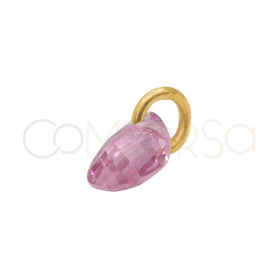 Ciondolo a lacrima fluttuante Rosa 6 mm argento 925 placcato oro