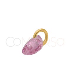 Ciondolo a lacrima fluttuante Rosa 6 mm argento 925 placcato oro