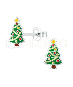 Orecchini ad albero di Natale 6 x 10 mm in argento 925