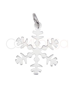 Ciondolo a fiocco di neve con linee 13 x 15 mm in argento 925