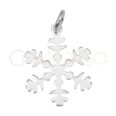 Ciondolo a fiocco di neve con linee 13 x 15 mm in argento 925