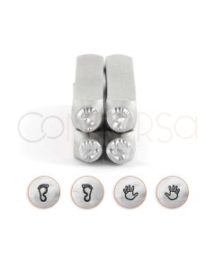 Set di punzoni in metallo per timbrare mani e piedi 6 mm