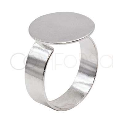 Anello placca regolabile 15 mm argento 925