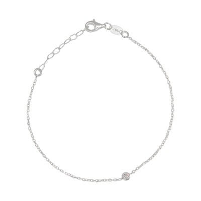 Bracciale sottile con zircone centrale 17 + 3 cm Argento Placcato oro