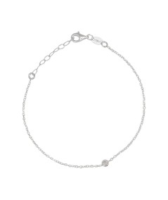 Bracciale sottile con zircone centrale 17 + 3 cm Argento Placcato oro