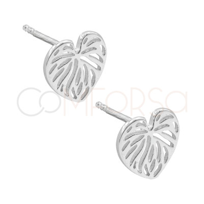 Orecchini foglia mostro traforato 10 x 10 mm argento placcato oro